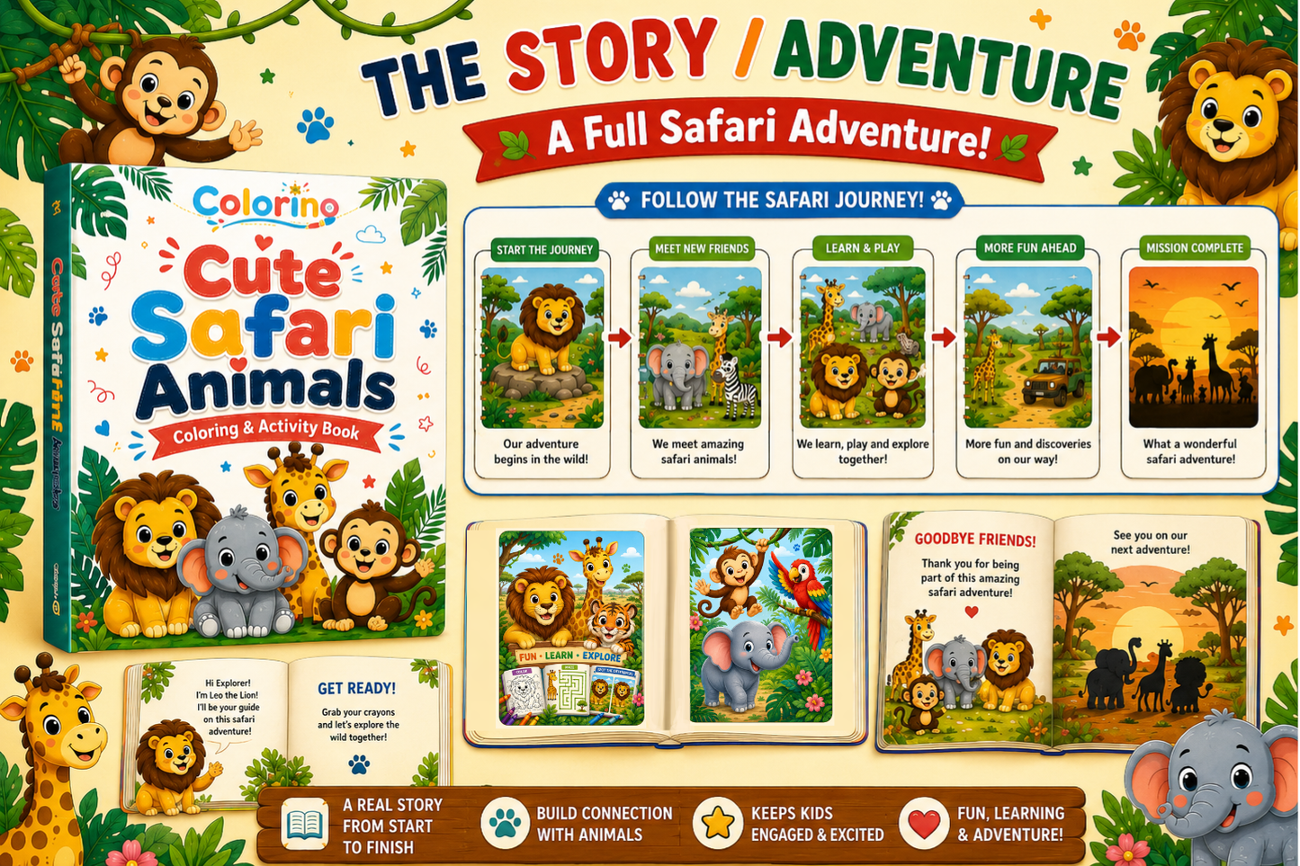 Replace meaningless screen time with fun safari adventures that spark Creativity & Focus - Colorino