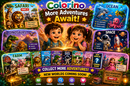 Replace meaningless screen time with fun safari adventures that spark Creativity & Focus - Colorino