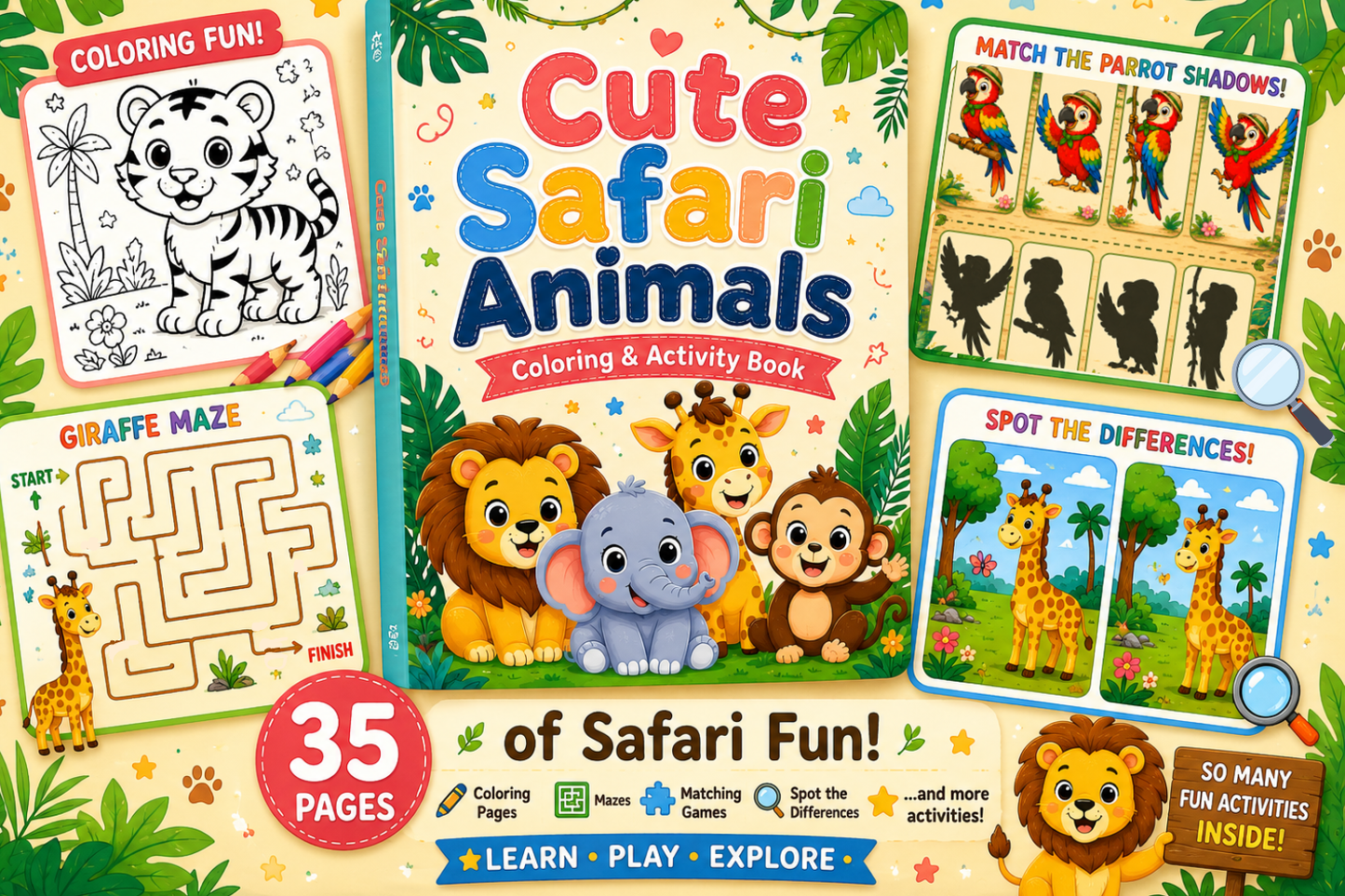 Replace meaningless screen time with fun safari adventures that spark Creativity & Focus - Colorino